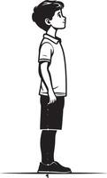 a boy standing in front of a wall with a height chart vector