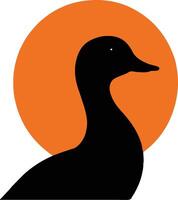a silhouette of a duck in front of an orange sun vector