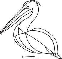 a pelican is shown in a line drawing vector