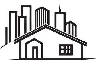 a house with a city skyline in the background vector