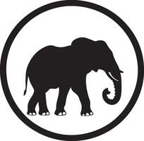 an elephant in a circle with a black outline vector