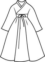 an outline of a dress with a bow on it vector