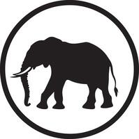 an elephant in a circle with a black outline vector