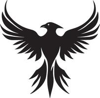 a black bird with wings spread out on a white background vector
