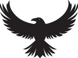 a black bird with wings spread out on a white background vector