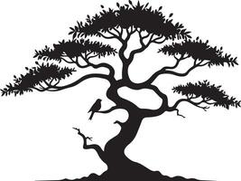 Bird sitting on a tree branch vector