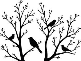Serenity of Birds on a Branch vector