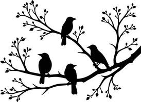 Birds Resting on a Tree Limb vector