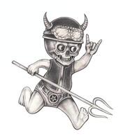 Demon skull tattoo surreal art design by hand drawing on paper.o design by hand drawing on paper make graphic . vector