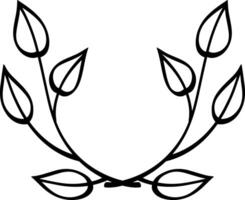 Doodle wreath leaf icon Sketch border Art line vector