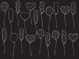 Hand Drawn Birthday Balloons White Outline vector
