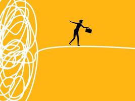 concept of finding a solution. Businessman running away from chaos vector