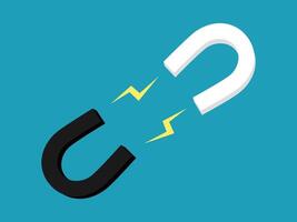 a magnet and a wire connected to each other vector