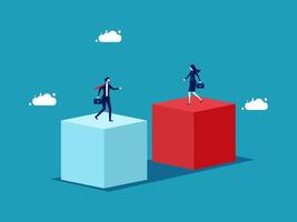 business people on cubes with clouds in the background vector