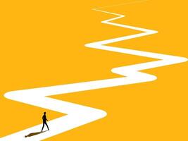 Long term investment path. Businessmen on a complex and long term path vector