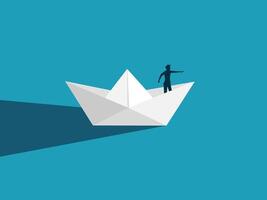 a paper boat with a man standing on top vector