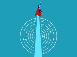 a person standing on top of a maze with a red cape vector