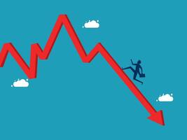 businessman running up a graph chart vector