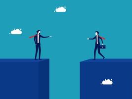businessman on the edge of a cliff with a business suit and a briefcase vector
