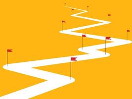 The road with a flag, long path and goals to conquer vector