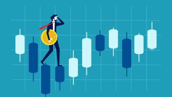 man is standing on a chart of an upward trend vector