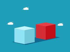two red and blue cubes with clouds above them vector