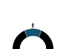 a man is standing on a circle with a bar graph vector