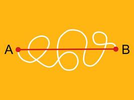 Easy Way or Shortcut to Business Success. Straight and Complicated Path vector