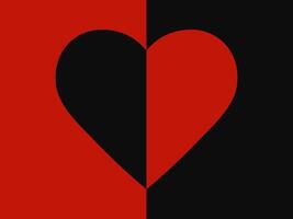a black and red heart on a black and red background vector