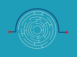 a circular maze with an arrow pointing to the right vector