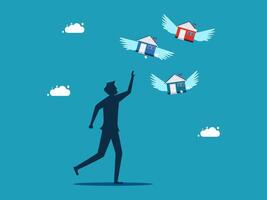 man is throwing a house with wings vector