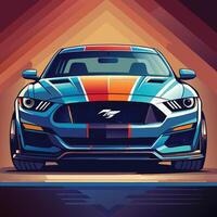A cartoon car with a blue stripe on it vector