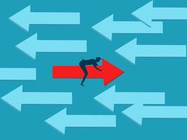 man on arrow going to the right direction vector