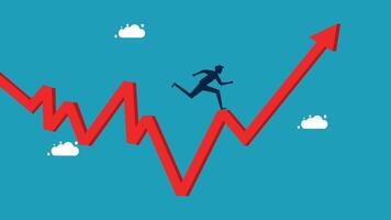 a man running up an arrow chart vector