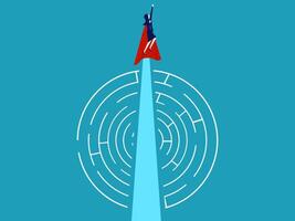 a person standing on top of a maze with a red cape vector