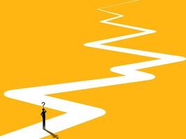 Long term problems. Businessmen on a complex path vector