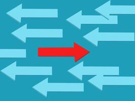 a red arrow pointing to the right in a group of arrows vector