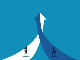Same goal. Two businesses work together to create business growth vector