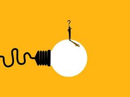 Businessman thinks of a solution with a light bulb vector