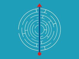a maze with an arrow pointing to the right vector