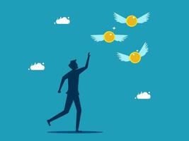 man with golden eggs and birds flying in the air vector