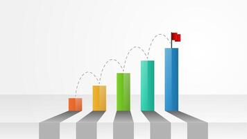 Concept of achievement. Illustration of stages by stage towards the target. Symbol of success in business, leadership, teamwork, and plans to achieve goals. vector