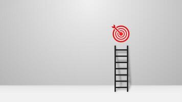 Illustration of target towards goal with ladder and right red dart. Symbol of success in business, leadership, teamwork, and plans to achieve goals. vector