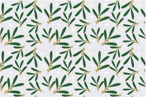 Elegant seamless pattern with winter plant and gold berries. Hand drawn design. vector