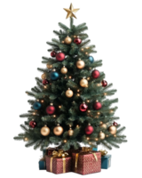 A christmas tree with presents and ornaments png
