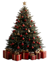 A christmas tree with presents around it png