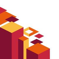 Red and Orange Abstract Retro Geometric Pattern Frame vector