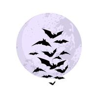 Illustration of a Flock of Bats in the Night Sky With a Full Moon Background vector