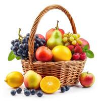 basket with fruits on a white background photo