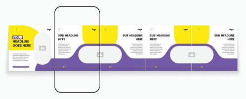 Carousel banner design with editable cellphone mockup. Cellphone carousel template post. Marketing carousel banner template pack. Creative social media post design bundle vector